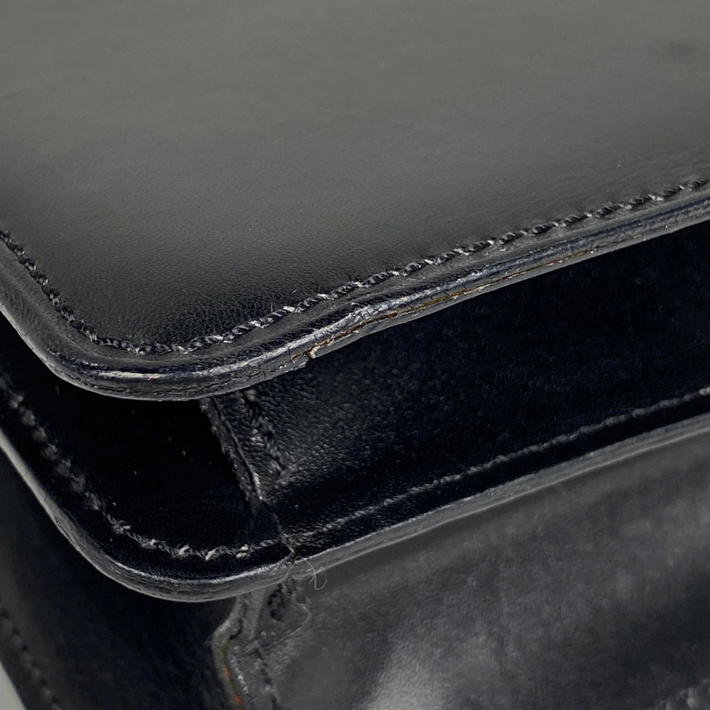 Celine Logo Handbag Double Flap Leather Black - Picture 3 of 7